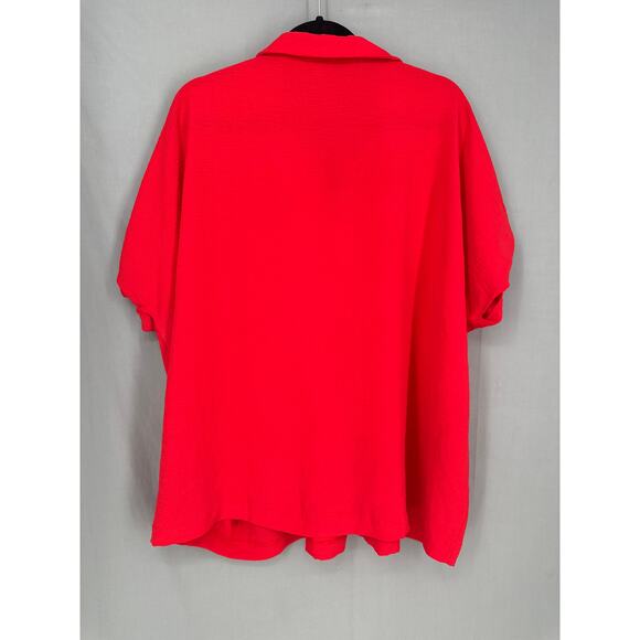 Umgee Top Womens Medium Red Flowy Oversized V Neck Comfortable Capsule - Picture 3 of 7